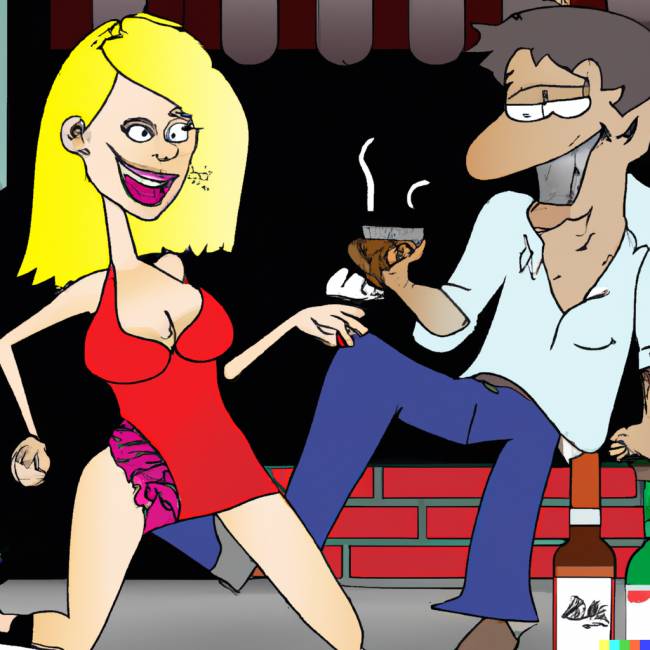 a drunk man dating a provocative girl