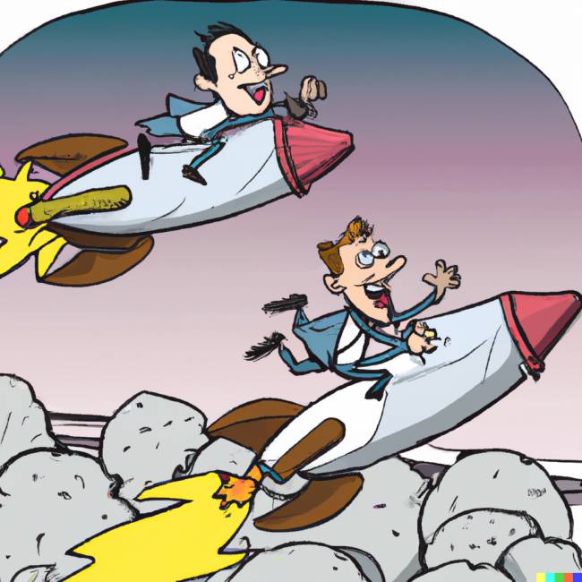musk and bezos racing with their own rockets to the moon